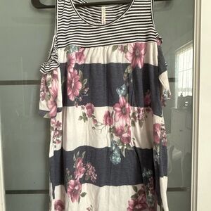 Navy and White Striped Top